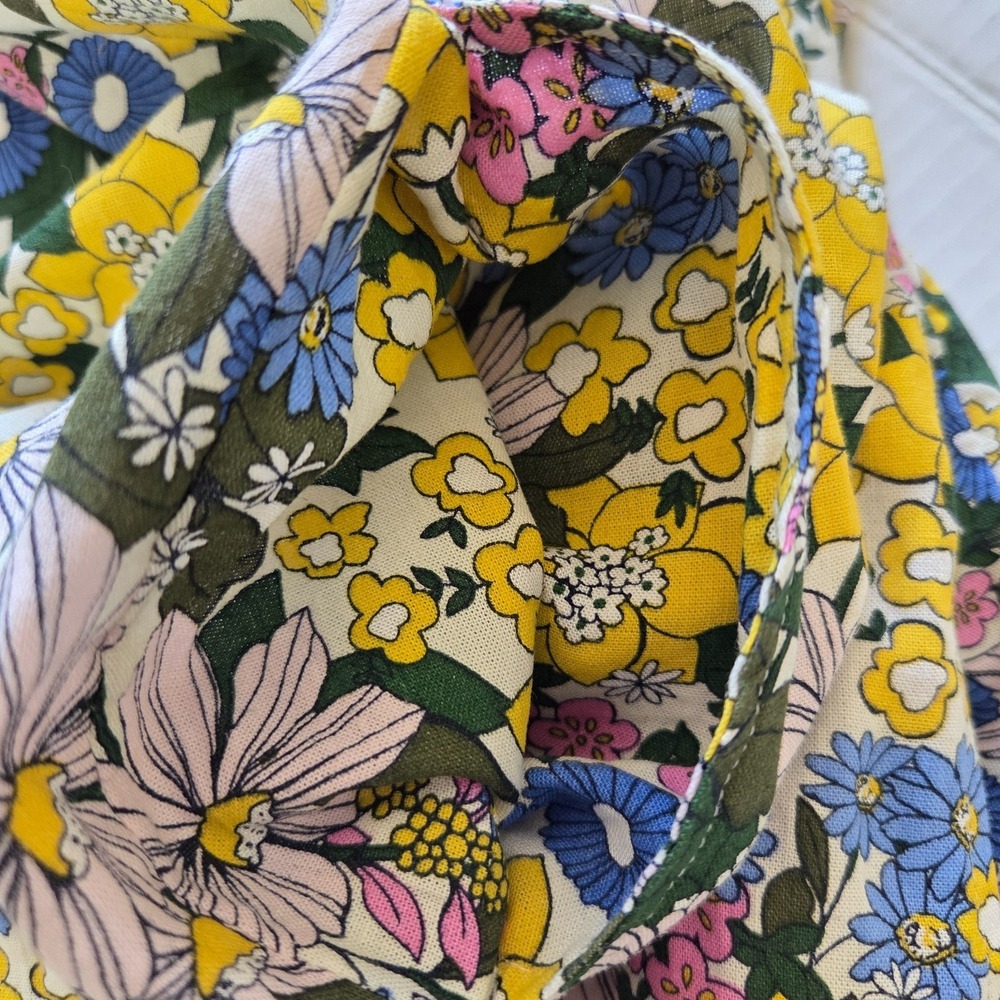 Sonoma Coastal Linen Shift Dress Floral Cottagecore Pintuck Pockets NEW PXL - Picture 16 of 16